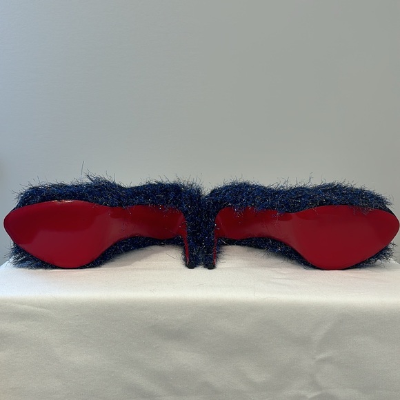 Christian Louboutin Very Prive 120 Peep Toe Heel size 39 Blue Metallic Tinsel - Picture 10 of 11